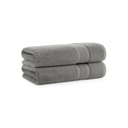 Monarch Brands Aegean Recycled Bath Towels 30in x 60in - Solid, Dark Gray, 2PK P-BT-RO-3060-DG